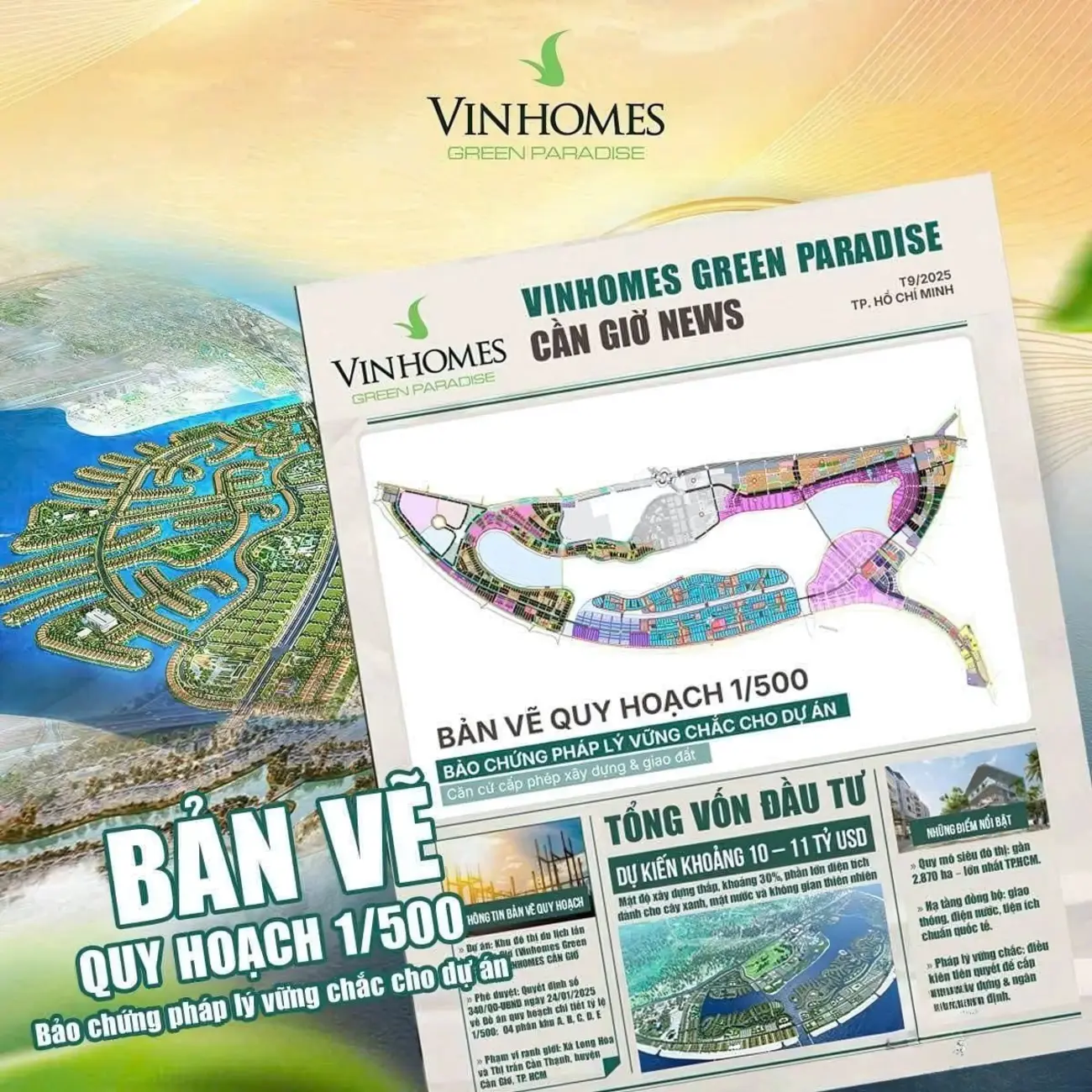 Bản vẽ quy hoạch 1/500 của Vinhomes Green Paradise, minh chứng cho dự án đô thị biển tầm cỡ quốc tế.