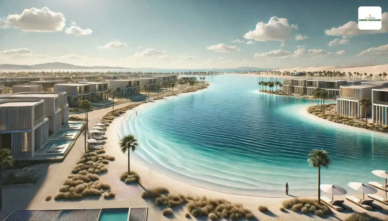 Biển hồ nhân tạo Paradise Lagoon với thiết kế độc đáo và tiện ích nghỉ dưỡng đẳng cấp tại Vinhomes Green Paradise.