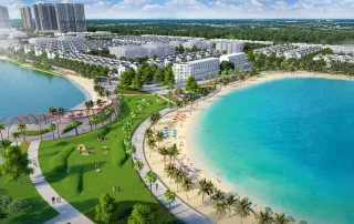 Biển hồ Paradise Lagoon – kỳ quan xanh giữa lòng siêu đô thị Vinhomes Green Paradise, nơi con người hòa mình cùng thiên nhiên.