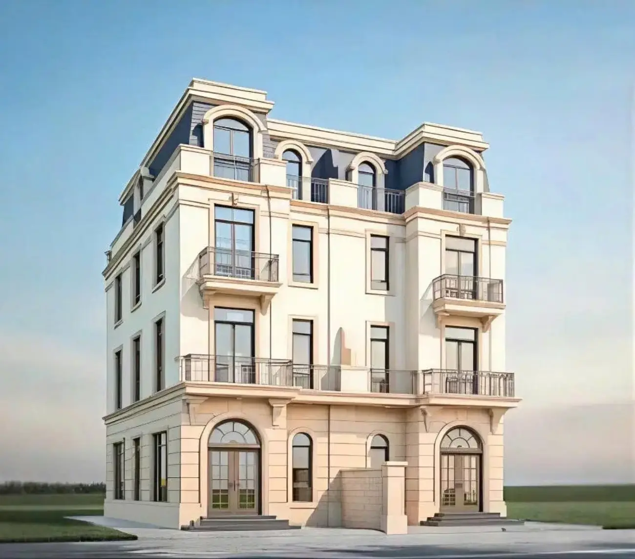 Mẫu nhà biệt thự tại Vinhomes Green Paradise Cần Giờ, kết hợp giữa kiến trúc sang trọng và bền vững.