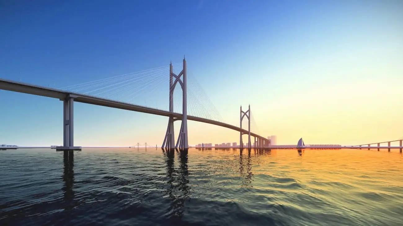 Phối cảnh cầu Cần Giờ sau khi hoàn thành, cây cầu dây văng lớn nhất TP. Hồ Chí Minh.