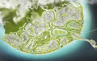 Phối cảnh tổng thể dự án Vinhomes Green Paradise tại cửa ngõ biển Đông, huyện Cần Giờ, TP.HCM.
