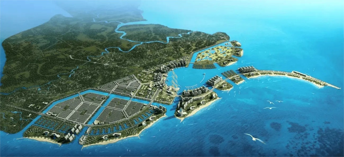 Phối cảnh tổng thể siêu đô thị lấn biển Vinhomes Green Paradise Cần Giờ, TP.HCM.