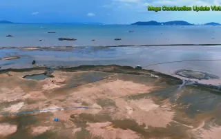 Quá trình lấn biển tại dự án Vinhomes Green Paradise đang dần hình thành, mở rộng ra khu vực ven biển Cần Giờ.