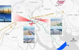 Bản đồ kết nối cầu Bình Khánh và cầu Phước Khánh trên tuyến cao tốc Bến Lức – Long Thành, TP.HCM.